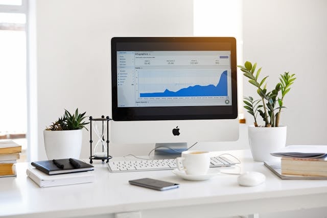 Desk with computer